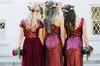 Burgundy Sequins Bridesmaid платья с смешанными заказами Pliats формальные свадьбы гостевые платья вечернее платье полная длина темно-синие розовое золото