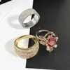 Europa Trendy błyszczące pierścionki opaski cyrkonowej kolorowe krysztonowe kobiety kryształowy obrączka ślubna biżuteria mix3326344