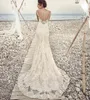 Modern Arabic Mermaid Sheath Wedding Dresses Illusion Cap Sleeves Court Train Lace Appliques Plus Size Sheer Back Formal Bridal Gowns 253