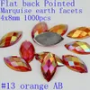 1000 pièces 4x8mm acrylique oeil de cheval terre facettes ongles décoration AB couleurs pierres Non fixes Flatback 2283505