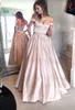 Skin Pink Sexy V-neckline Long Prom Dresses Off-the-Shoulder Floor-Length Evening Party Dresses Elegant Beaded Formal Prom Gowns