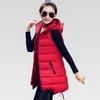 Gros-TIGENA Plus La Taille 4XL Hiver Gilet Femmes 2017 Veste Sans Manches Manteau Femmes Gilet Gilet Chaud À Capuche Long Gilet Femme