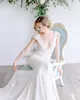 Hot Sale Sommar Boho Bröllopsklänning Sexig Deep V Neck Full Lace Sweep Train Brudklänningar Anpassad