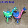 백조 10colors 유리 물 파이프 버블 러 오일 장비 봉 물 담뱃대 실리콘 Dab rigs 그릇 DHL