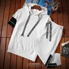 Męskie ubrania 2018 letni dres zestaw dla mężczyzn Casual bluza z krótkim rękawem + spodenki dwuczęściowy dres młodzieżowy znosić Hoodies1