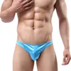 Sexy Érotique Hommes Bikini Sous-Vêtements Gay Mémoires Glace Soie Lisse Lumineux U Convexe Grand Pénis Poche Hommes Nylon Mémoires Homme Vente Chaude Sous-Vêtements