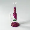 Straight Tube Hookahs Bongs Heady Glass Färgglada DAB Oljeplattor Grön Blå Vattenrör Vacker Vatten Bong Med Glasskål WP533