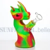 silicon smoke water pipe of 6.3 inch Dragon silicone hookah with glass bowl mixed colors 502