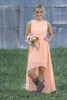 2022 Country Purple Bridesmaid Dresses Backless High Low Chiffon Coral Mint Green Beach Maid Of Honor Dress For Wedding Party Robes de fête