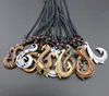 Fashion Jewelry Whole 10 PCS Mixed Style Hawaiian Jewelry Hand Carved Imitation Bone Fish Hook Pendant Necklace Amulet Gift MN6544300