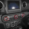 Czerwony aluminium Aluminium Conditioner Switch Cime Pierścień Osłona dla Jeep Wrangler JL 2018+ Auto Akcesoria wewnętrzne