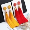 Fashion Vintage Bohemian Ethnic Long Color Cotton Drop Earrings for Women Girl Geometric Tassel Zircon Earring Jewelry