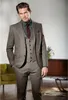 Winter Fashion Tweed Groom Tuxedo Excellent Man Blazer Peak Lapel Two Button Men Business Dinner Prom Suit(Jacket+Pants+Tie+Vest) NO:177