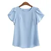 新しい夏の女性のシャツO-ネックレディースブラウス女性ショートフリルスリーブブラウスプラスサイズトップ5xl