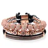 3pcs set couple bracelet stainless steel beads crown for lovers bracelets for women men luxury jewelry man pulseira Gift Valentine284w