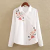 Nvyou gou 2018 Blusa bordada floral camisa de mujer Tops blancos delgados Blusas de manga larga Camisas de oficina de mujer tallas grandes