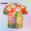 Liasoso 2018 Sommar Loose Fashion Akvarellmålning Blomma Märke Kläder 3D Print Män och Kvinnor Högkvalitativ T-shirt SE1218
