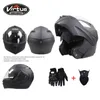 Moda doble lente flip up motocicleta casco motocross cara completa ajuste para hombres mujeres
