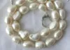Splendida collana di perle coltivate d'acqua dolce bianche barocche da 17 pollici da 10-11 mm