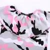 Bebê meninas roupas crianças Camuflagem Fora Do Ombro top + saias de couro PU 2 pçs / set 2018 ternos de verão Boutique crianças Conjuntos de Roupas C4088