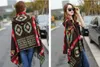 Nowy Przycisk Horn Winter National Wind Cap Cloak Szale Czochony Styl Folk Styl Scarf Women Cape