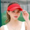 Wholesale Fashion Topless Tennis Caps Solid Color Sun Hat for Women Summer Beach Girl's Sport Visor Hats for Hiking Travelling