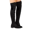 Sexy Lace Up Overknee Stiefel Damen Rom Stil Stiefel Damen Flache Schuhe Damen Wildleder lange Stiefel Botas Winter Oberschenkelhoch 35-43