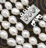 Hand knotted necklace 3 row 7-8mm freshwater cultured white rice pearl 43-48cm fashion jewelry