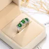 هدية Luckyshine Friend Gift Full Fire Green Quartz Ring 925 Sterling Silver مطلي للنساء CZ Zircon Rings Russia American A2924