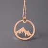 Everfast 10pc Lot New Snow Mountain Pendants Necklace Maxi Colar Simple Stainless Steel Round Charms Chokers Necklaces Women Girls255q