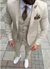 Cool Groom Wear Beige Notch Lapel Groom Tuxedos One Button Groomsmen Man Suit Mens Bröllopsdukar (Jacka + Byxor + Vest + Tie) 326