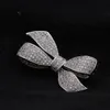 Biały złoty ton Rhinestone Crystal Diamante Bow krawat Broszka Pin Prezent Akcesoria