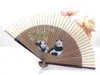 Handmålning panda silke fan traditionell hantverk gåva damer hand fans kinesisk vikning bambu fan målning 10st / lot