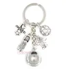 새로운 도착 DIY 상호 교환 가능한 18mm Snap Jewelry I Love Soccer Key Chain Handbag 매력 스냅 키 체인 키 링 보석 여성을위한