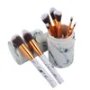 MAANGE 10 Pz/set Pro Marbling Kit Pennelli Trucco Marmo Modello Cilindro Borsa Pennello PU Power Beauty Pennello Trucco Strumenti Cosmetici