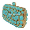 Adoquín turquesa Bolso de embrague Mujer Diamante Bolso de noche Cristal Pochette Monedero verde claro Bling Wedding Party Bolso sc459 Y18103004