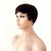 Pixie Cut Wigs Máquina Completa Perucas de Cabelo Humano para Mulheres Negras Muito Curta Reta No Rendas Front Senhoras Peruca