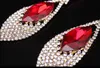Europa i Stany Zjednoczone duże luksusowe kryształowe kolczyki rubinowe diamentowe przesadzone kolczyki moda kolacja sukienka żeńskie kolczyki