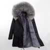 Nouveau Longue Parka hiver veste femmes manteau naturel réel fourrure de raton laveur col capuche détachable vêtements d'extérieur marque Parkas Streetwear épais