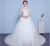 Hot Selling Luxury Broderi Med Tåg Bröllopsklänningar 2020 Ny Vestido de Noiva Casamento Lace Half Sleeves de Mariage