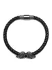 Bracelet en cuir noir tressé chaîne de menottes de charme de Punk bracelet noir de tête de crâne de couleur pour les garçons des hommes