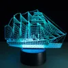 Sailboat 3D illusion LED Night Light 7 Color Touch Switch Lamp 2018 Gift NEW #R87