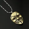 Banhado a ouro de alta qualidade ou bronze antigo V para máscara de vingança Colar de declaração estilo hip hop masculino estilo hip hop colares com pingente
