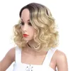 Dedo corto onda Gatsby estilo piel parte lateral Ombre Rubio marrón pelucas para mujeres