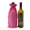 15*35cm Rustikale Jute Sackleinen Flaschen Taschen Kordelzug Wein Flasche Abdeckungen Hochzeit Party Champagner Leinen Paket Geschenk Taschen