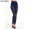 2017 Leggings de femmes Jeans pour femmes Denim pantalon avec épissure de fil mode creux Slim jegging Fitness grande taille Denim Leggins