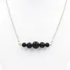 5 Styles Natural Black Lava Stone Necklace Silver Color Aromatherapy Essential Oil Diffuser Necklace For Women Jewelry