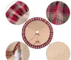 Großhandel-ourwarme pastorale stil Weihnachtsbaum Röcke 48inch Sackleinen schwarz und rot Plaid Ruffle Edge Weihnachtsbaumdekorationen für Zuhause