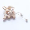 10pcs Baby Teether Rings Food Grade Beech Wood Teething Ring Teethers Chew Toys Shower Play Gym Chew Round Wooden Beads YE019