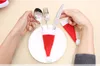 200pcs Christmas Decorative tableware Knife Fork Set Christmas Hat Storage Holder Tool XMAS Decoration Party Tableware Dinner Table